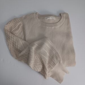 Madison + Hudson Creme Puff Sleeve Ribbed Sweater Sz XL